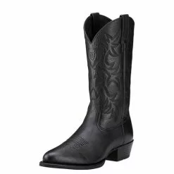 Ariat Men's Heritage Western R Toe Boot - Black Deertan