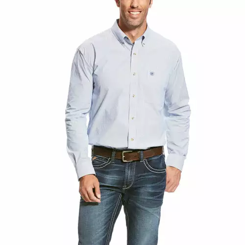 Ariat Men's Pro Series Dayne Mini Stripe Shirt - True Blue 1 Ariat Men's Pro Series Dayne Mini Stripe Shirt - True Blue
