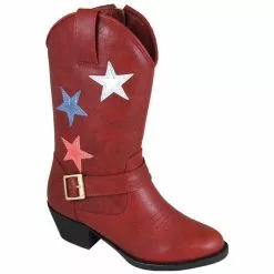 Smoky Mountain Girl's Toddler Star Bright Red Cowboy Riding Boot