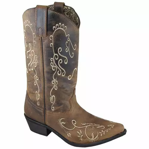 Smoky Mountain Women's Jolene 11" Brown Waxed Distress Cowboy Boot 1 Smoky Mountain Women's Jolene 11" Brown Waxed Distress Cowboy Boot