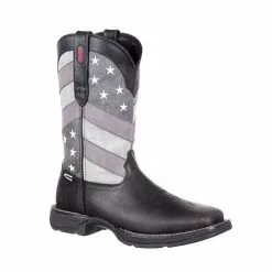 Durango Men's Black And Grey Faded Flag Cowboy Boots
